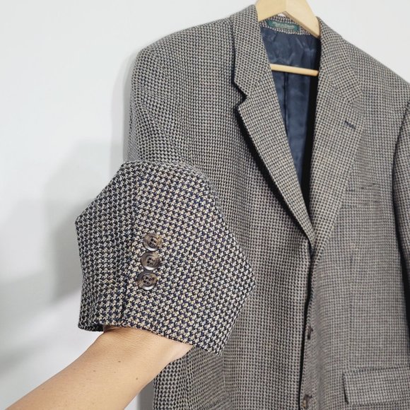 Vintage Academic Professor Sport Coat Tweed Houndstooth Preppy Collegiate Wool - Picture 2 of 13